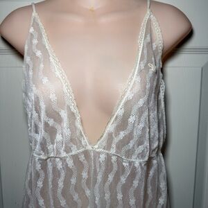 Rare 70’s Diane Von Furstenberg Nylon/Lace Tie Sheer Lace Sexy Maxi Size Medium